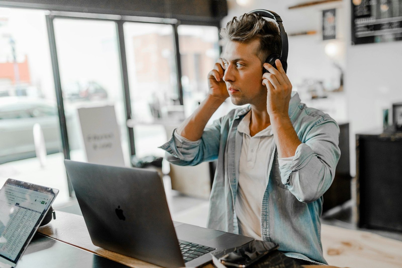 Marketing strategist on a headset during a client strategy call